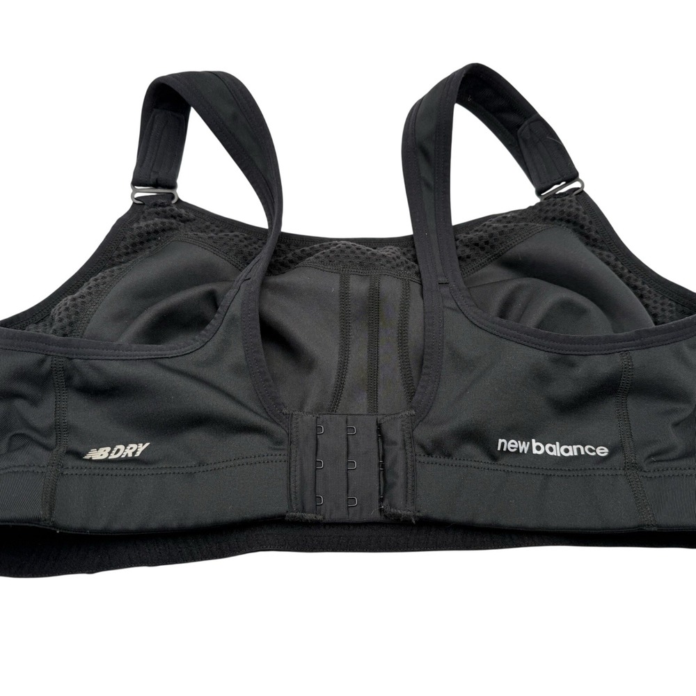 New Balance Power Sports Bra 36DD Black No Pads Hook and Loop Impact